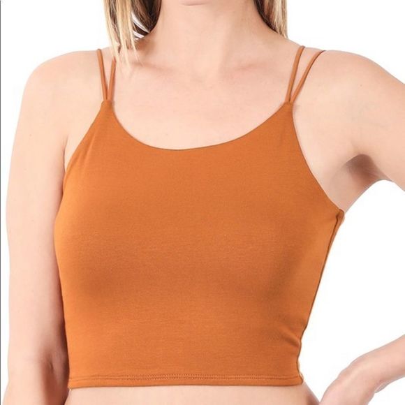 🔥(Set of 4) Double Strap Crop Top Cami - Picture 4 of 8